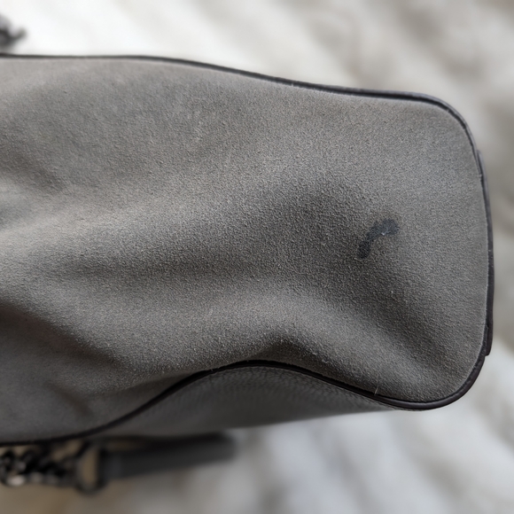 Coach Pebbled Leather & Suede Shoulder Bag Gray Gunmetal Chain Strap H1957-20166 - Picture 5 of 8